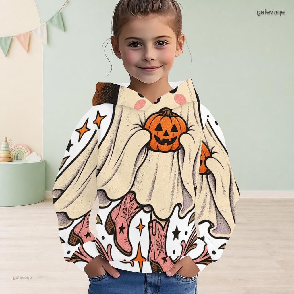 Felpa da ragazza a maniche lunghe con stampa Rana Strega Calderone Pullover casual
