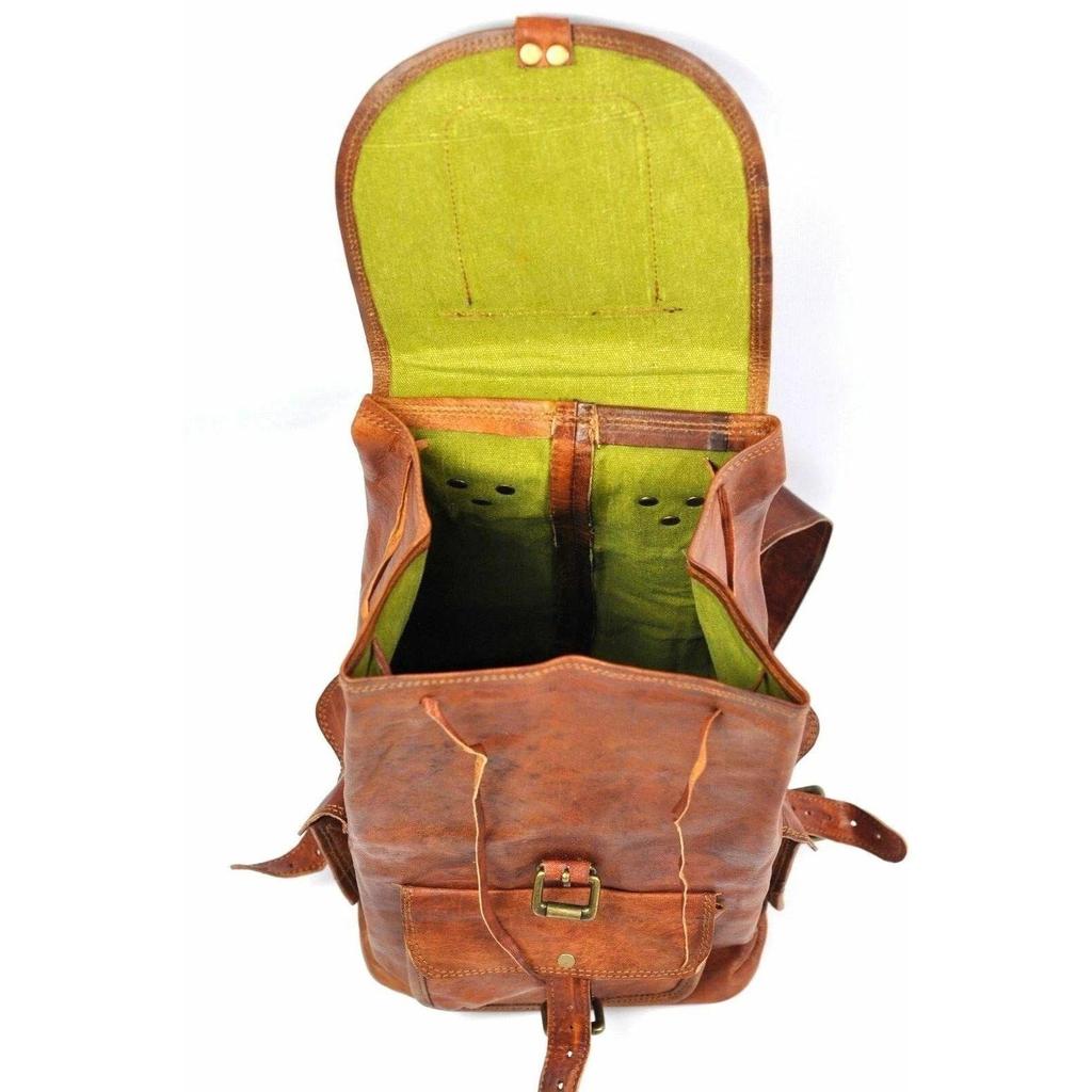 Leather Bag Vintage Backpack Genuine Rucksack Laptop Travel Men's Brown New Real