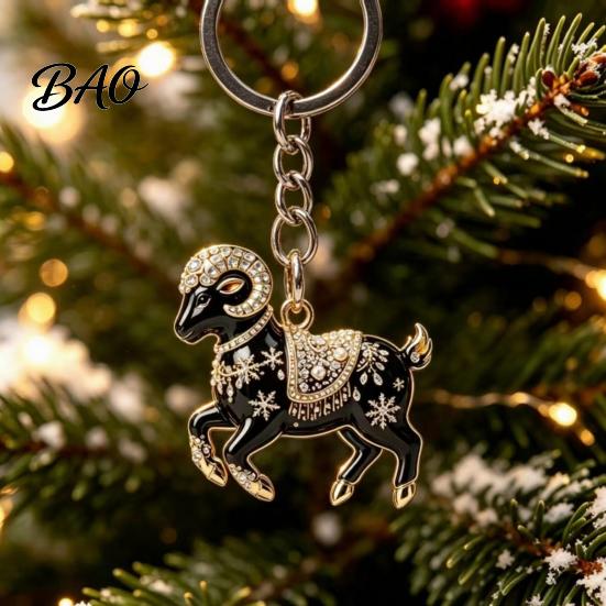Sheep Accessory Acrylic Black Keyhcain, Goat Shaped Car Key Cartoon Keychain Ring Pendant, Backpack Handbag Charm Hanging Decoration