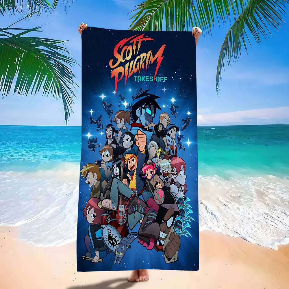 S-Scott Pilgrim vs the World Beach Towel Bath Towels for Girl Microfiber Quick Dry Custom Sand Free Beach Yoga Spa Gym Pool