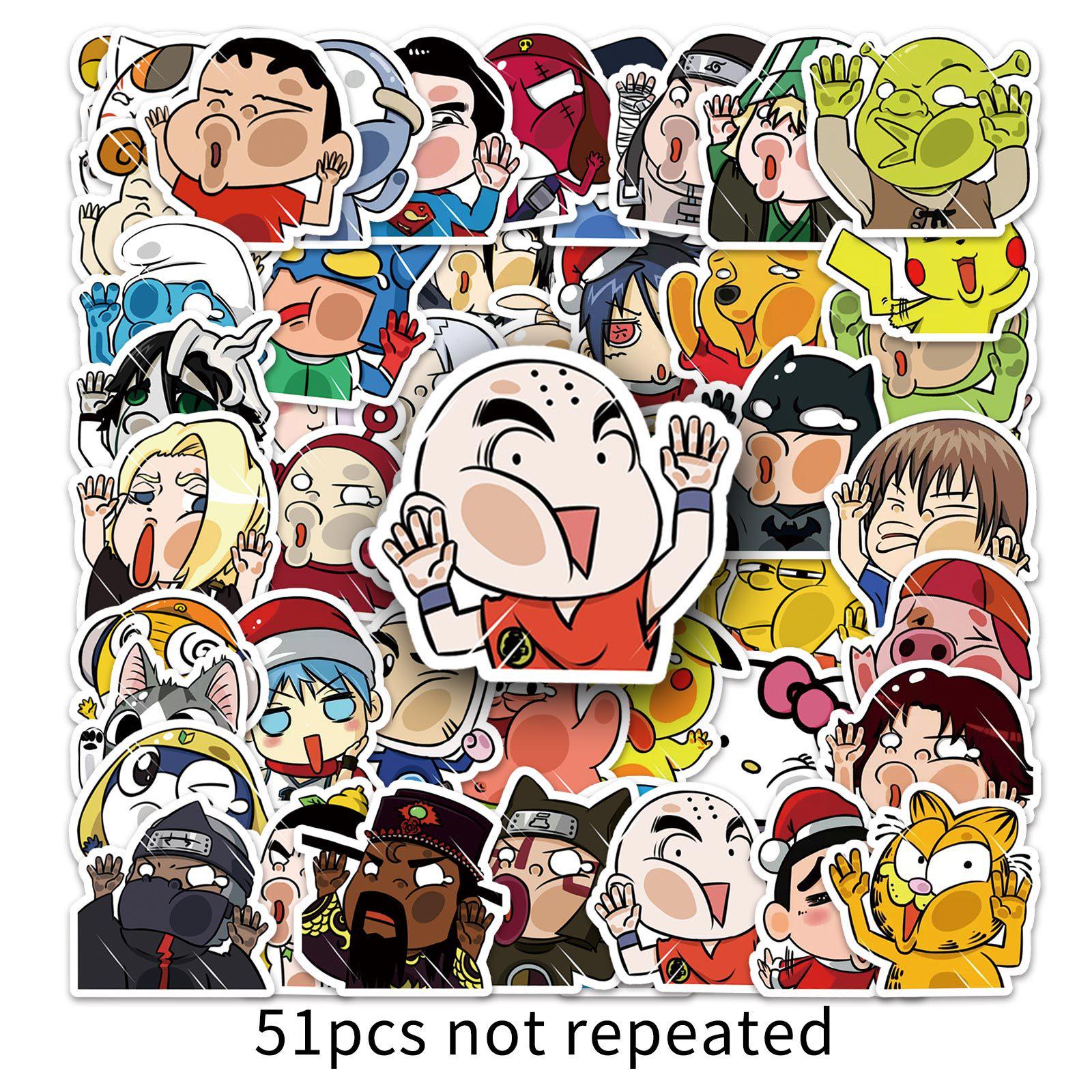 51-Piece Cartoon Character Waterproof Glass Stickers for Journals & Resin Crafts
