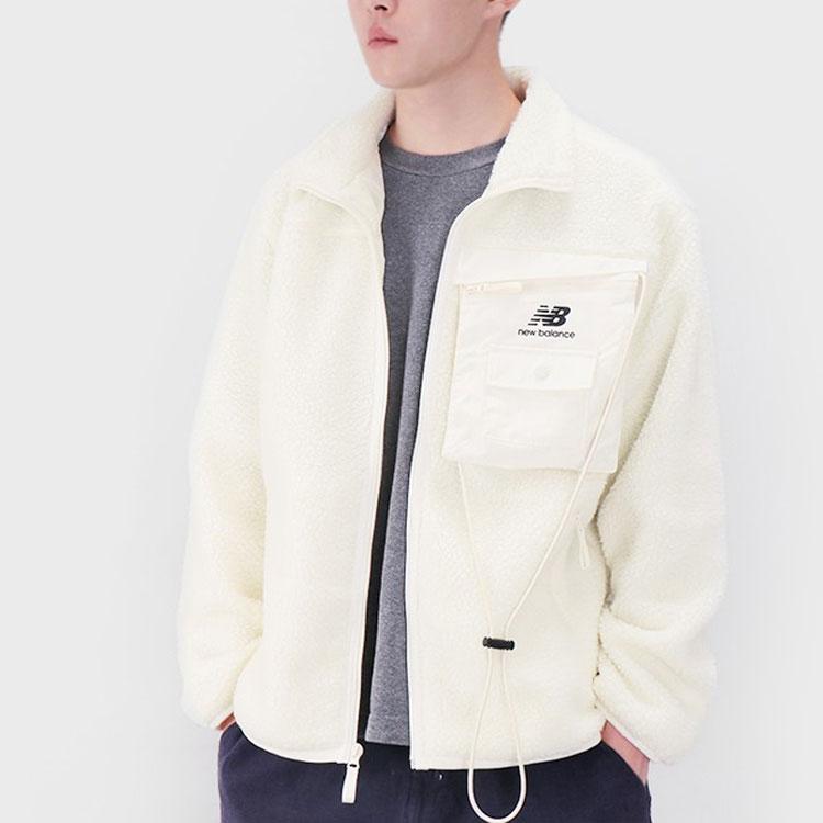 New Balance Lifestyle Casual Collection Velvet Jackets Unisex White Stand Collar Moderate (Unisex) Velvet Jackets AMJ13393 MSU