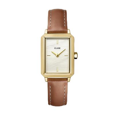 Cluse Watch Fluette Sand Texture Nut Shell Leather Gold CW11515 Rectangular Face [CLUSE] Women's [Fluette]