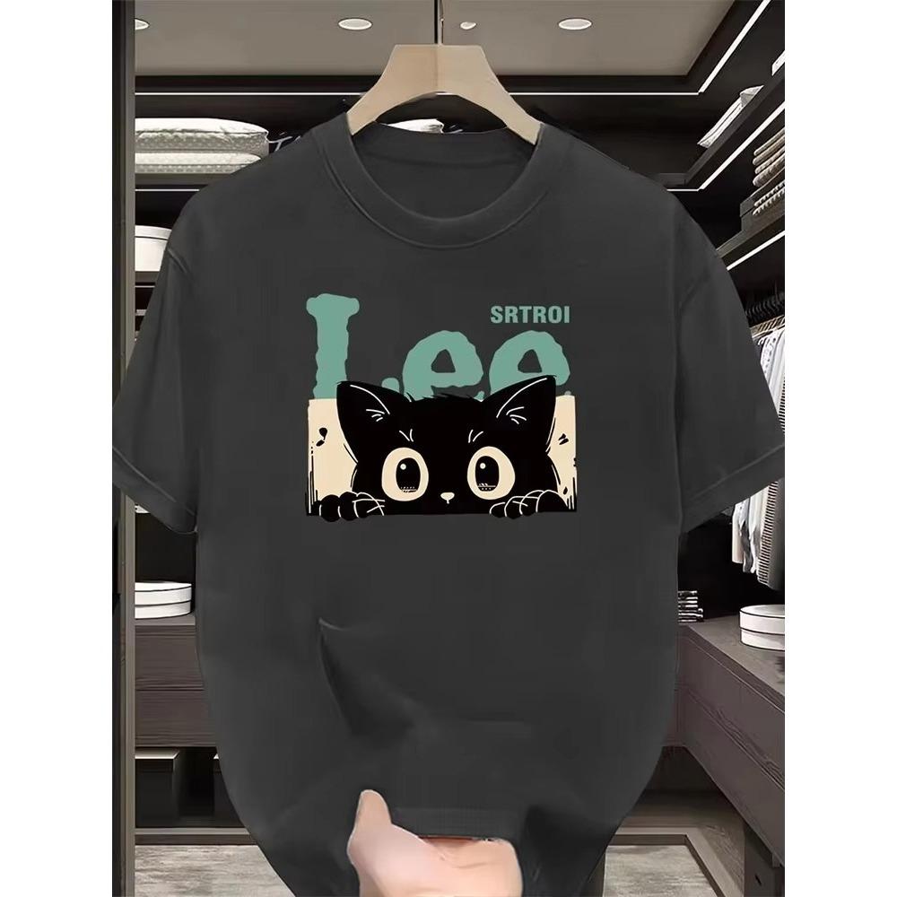 

Весна и Лето Принт Кошки Повседневная Носка Спорт Мужчины и Женщины Одинаковая Футболка Круглый Вырез Хлопок Короткий Рукав 3XL