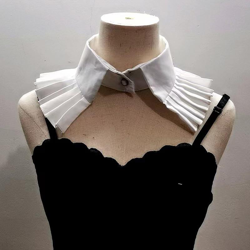 White Shawl Ruffle Detachable Stand Collar Solid Color Ladies Pleated Shirt Fake Collar Neckwear Female Decorative Neck Collar