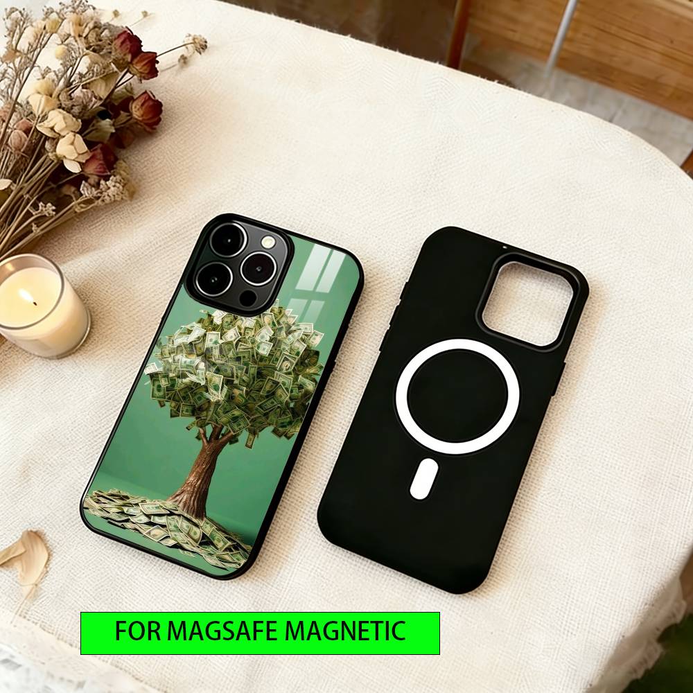 Wealth Flower Phone Case For iPhone17,16,15,14,13,12,11 Plus,Pro Magnetic with Magsafe Wireless Charging