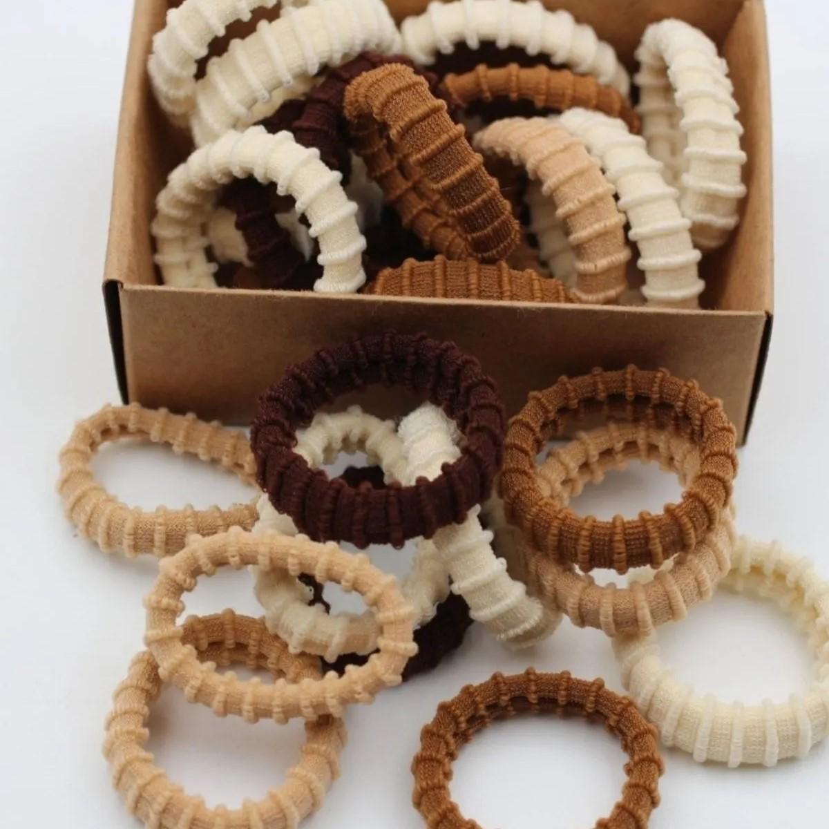 

20-Pack Brown & Beige Hair Ties – Seamless, Strong Grip & Comfortable