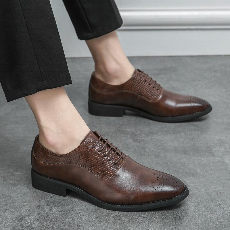Men's British Patchwork Loafers - Large Size Flower Leather Formal Casual Shoes