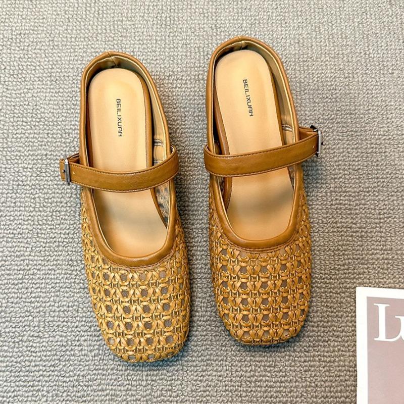 Fashion Women Flats Slippers Designer Weave Soft Shoes Summer Slingback Sandals Summer 2025 New Trends Shoes Casual Walking Zapatillas