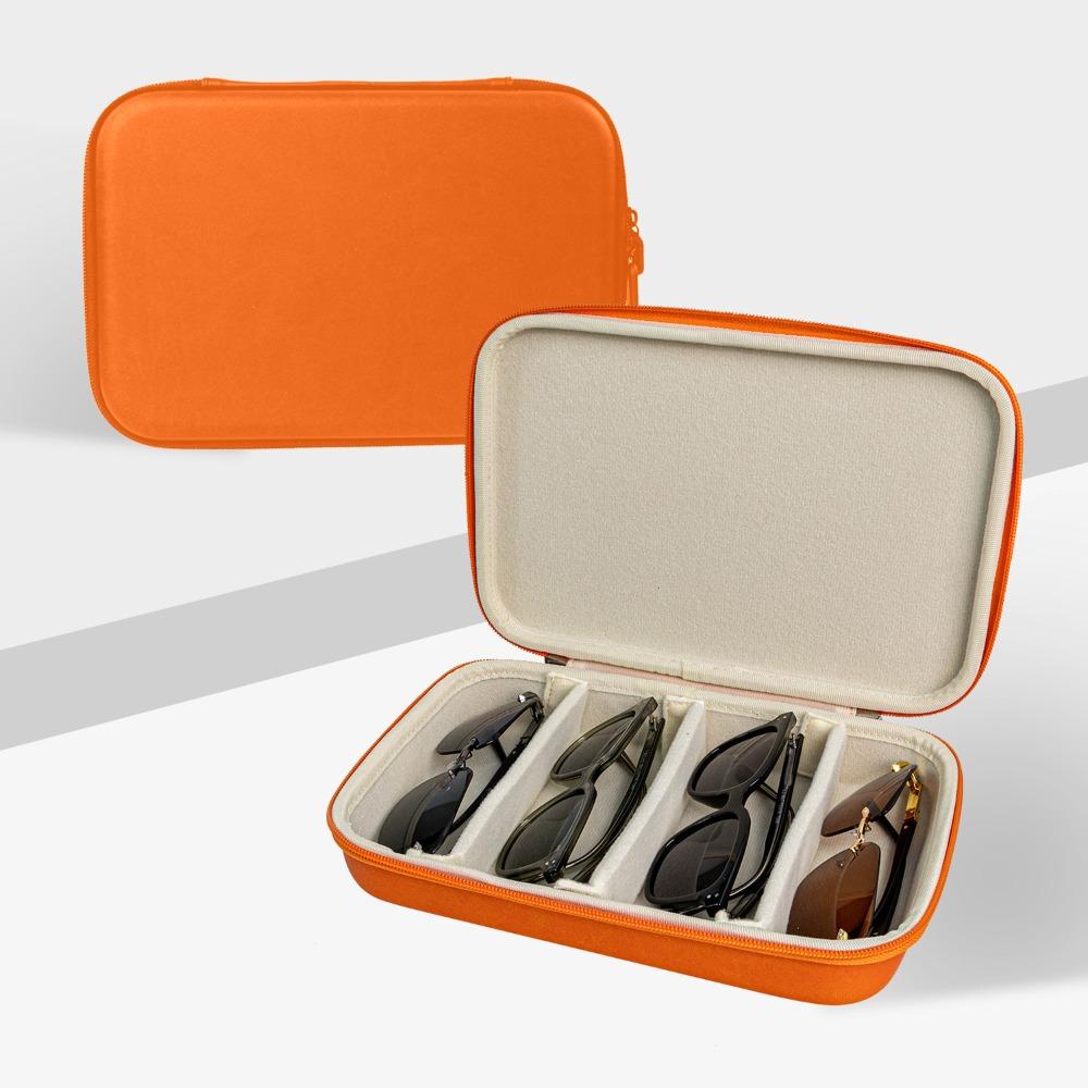 

Жесткий 4-слотовый футляр для очков, портативный, ударопрочный, органайзер для хранения очков, дорожный органайзер для солнцезащитных очков для женщин, мужчин оранжевый