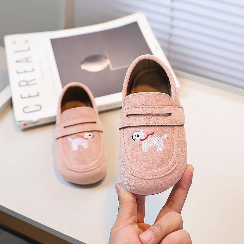 

New Girls Embroider Loafers Cute Spring Autumn Children School Causal Leather Shoes Non-slip Soft Bottom Kids Fashion Flat Shoes 24