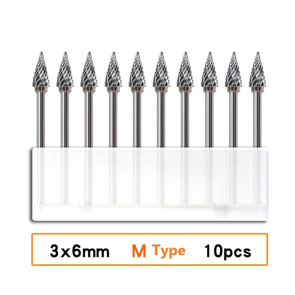 10PCS 3x6mm  Carbide Burrs Rotary Drill Grinder Carving Bit Double Cut Hand Tools Power Tool Accessories Household Supplies
