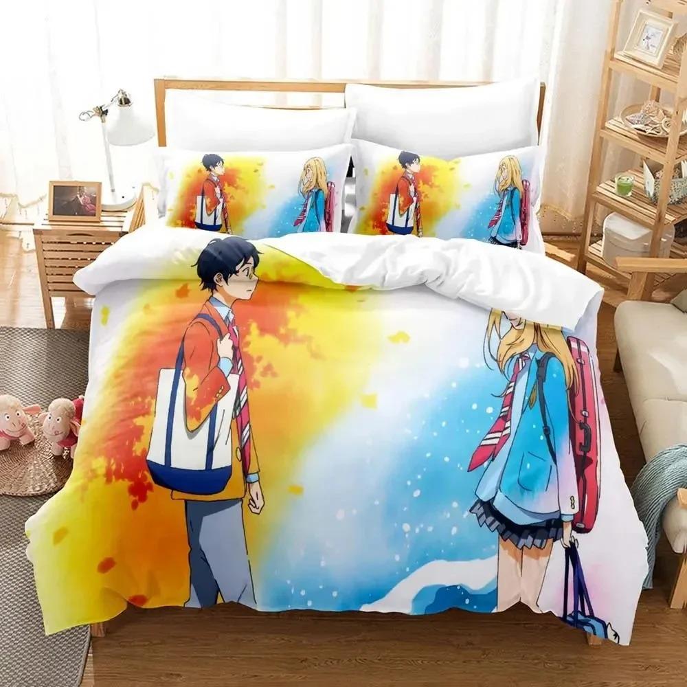 Comfortable Anime Print Duvet Cover Set With Duvet Cover And Pillowcases King Queen Twin Sizes For All Ages