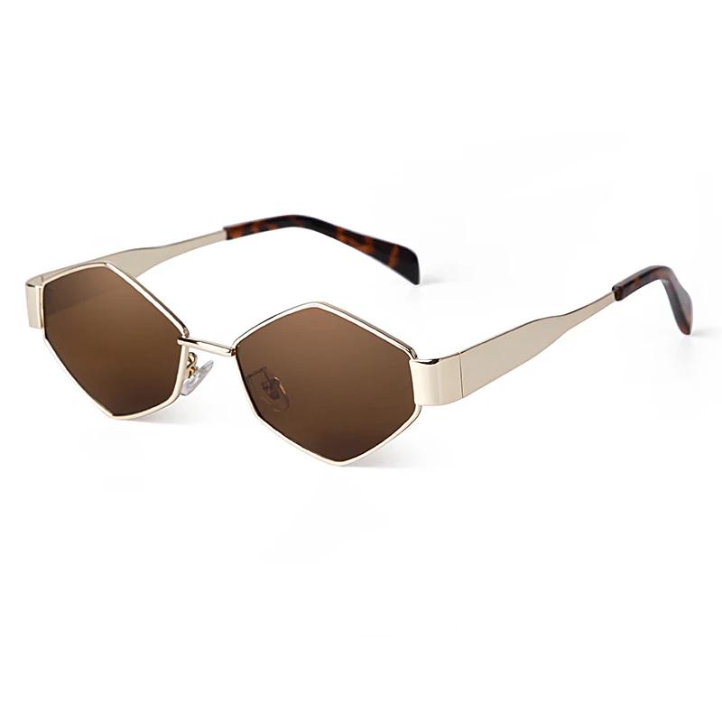 Punk Metal Frame Polygon Sunglasses Women Men Brand Designer Trend Hexagon Sun Glasses Clear Lens Eyewear Shades Female UV400