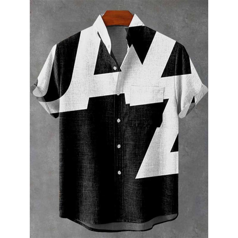 Nuova Camicia da Uomo Comoda a Maniche Corte in Lino Alta Qualità Costume Stampa Artistica Gatto Cartone Animato Nuova Serie