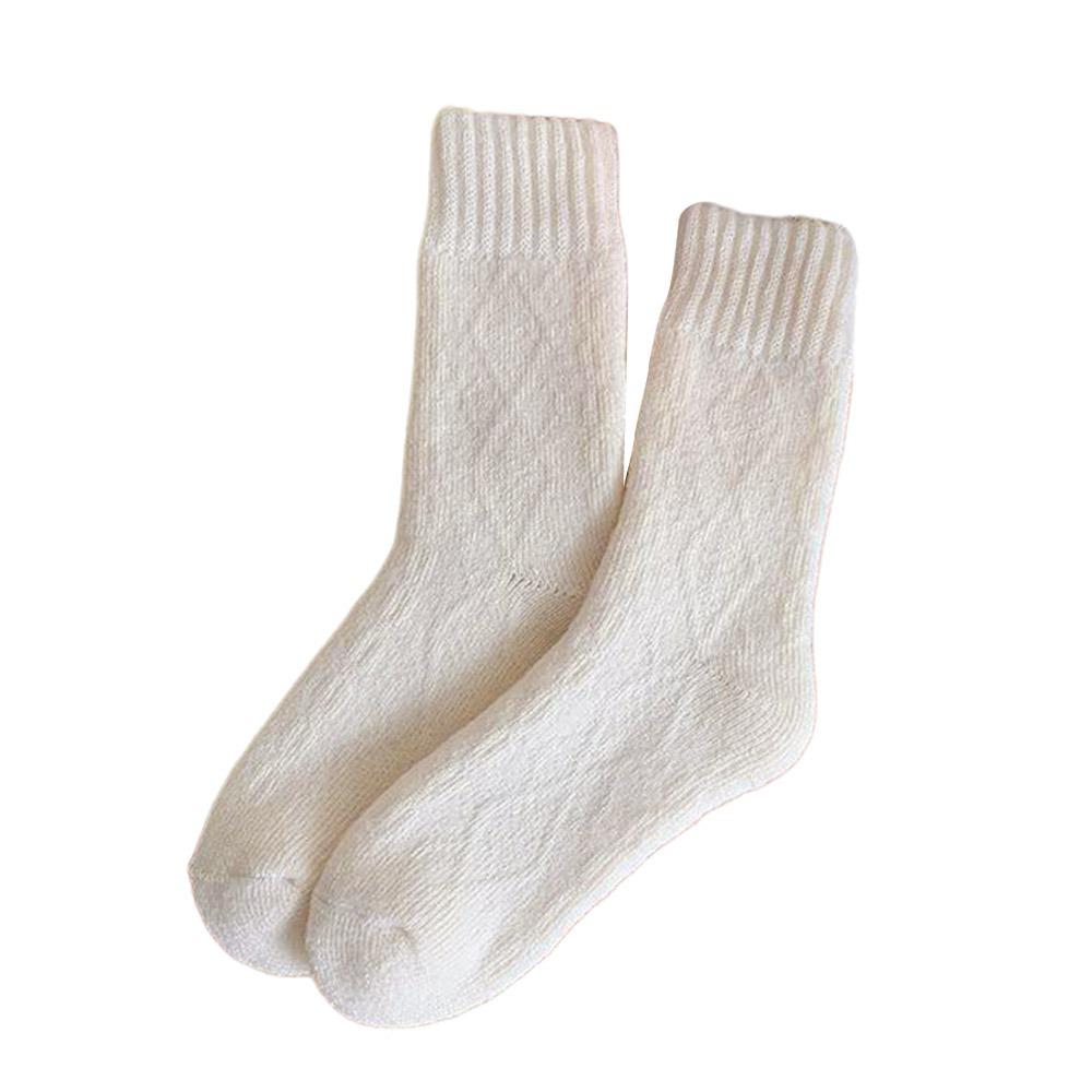 Winter Warm Retro Women Socks Diamond Check Thicken Women Pile Socks Thermal Solid Color Warm Wool Crew Socks