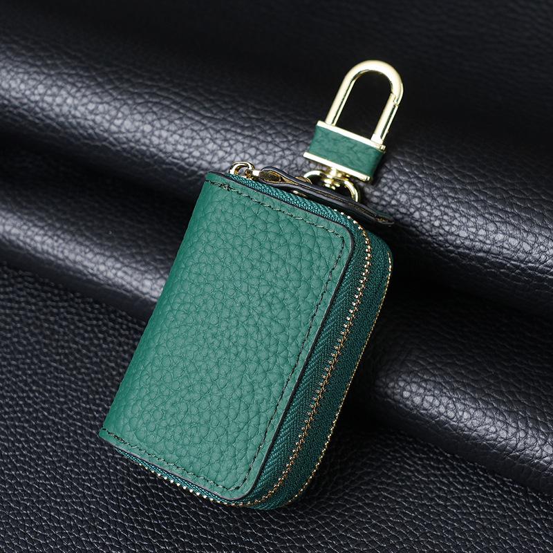 

Premium Genuine Leather Car Key Case with Double-Layer Cowhide Protection оливковий колір