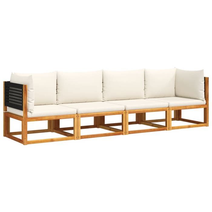 VidaXL 4-Piece Garden Sofa Set with Cushions In Acacia Wood and Rattan 3278878