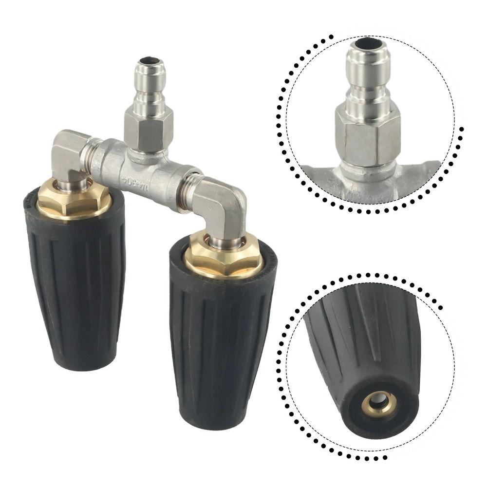 360°Rotating Dual Turbo Nozzle Pressure Washer 1/4" Quick Connector 4-6 GPM Twin Turbo Nozzle Stainless Steel High Pressure