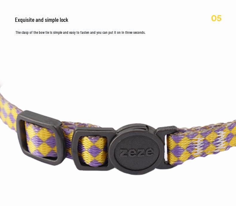 Pohledný kostkovaný límec s motýlkem Zeze Pet – Roztomilá kočičí internetová série celebrit.