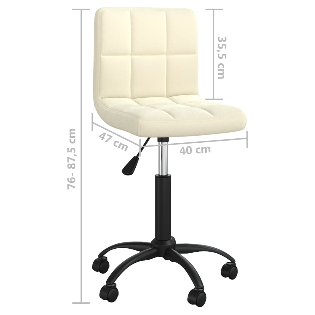 Vidaxl Swivel Office Chair, Cream, Upholstered with Velvet