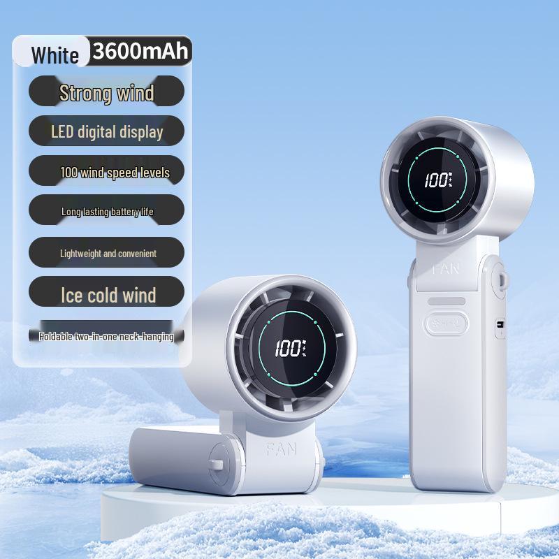 Portable Foldable Neck Fan with Digital Display & Stepless Speed