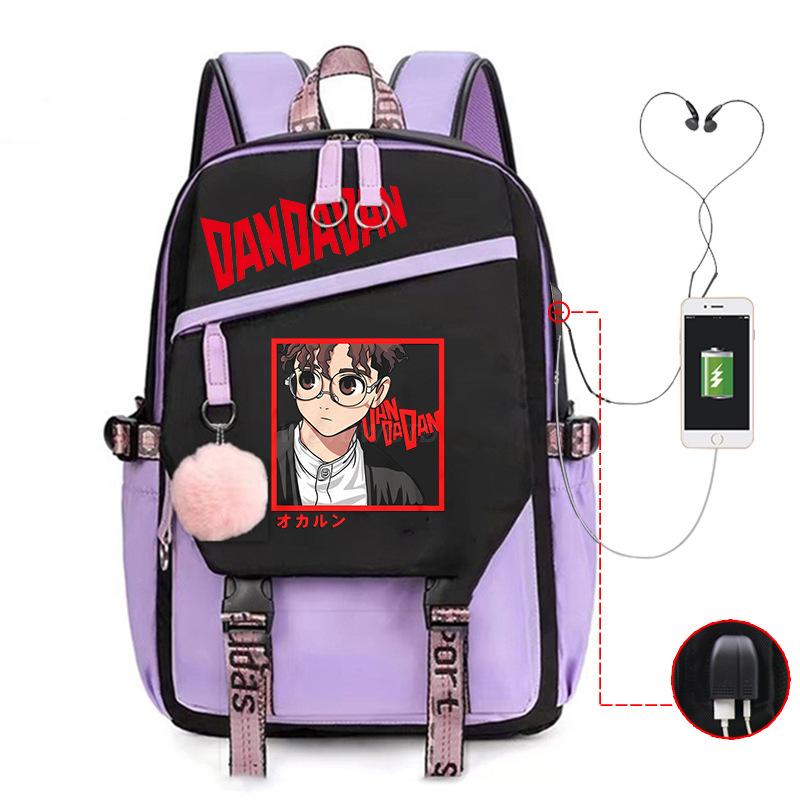 Dandadan Foreign Trade Children's Schoolbag Contrasting Color Neutral Backpack Usb Multi-functional Primary and Secondary School Backpack