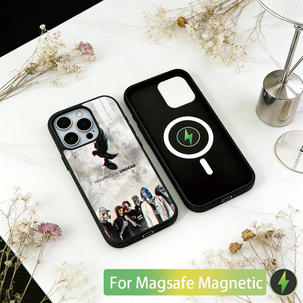 

H-Hollywood U-Undead Band Phone Case For iPhone17,16,15,14,13,12,11 Plus,Pro Magnetic For Magsafe Wireless Charging iPhone14Pro