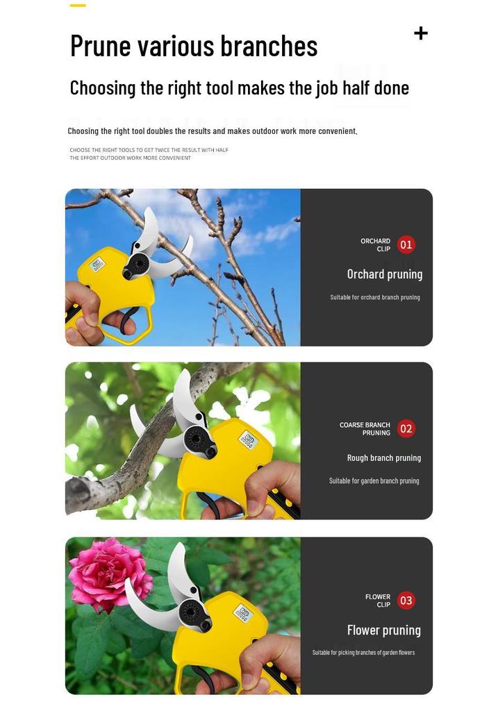 Rechargeable Electric Pruning Shears with Lithium Battery for Tree and Fruit Branches – Two Styles Available.