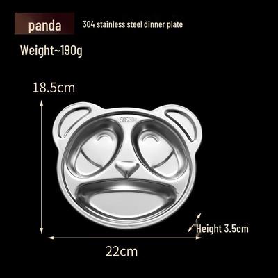 De De Lai 304 Stainless Steel Children's Divided Panda Meal Plates (10-Pack)