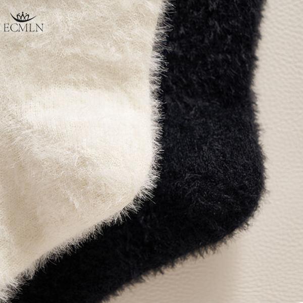Women's Mink Velvet Socks Mid-tube Autumn and Winter Plush Thickened Socks Furry Love Black and White Sleep Plush Socks