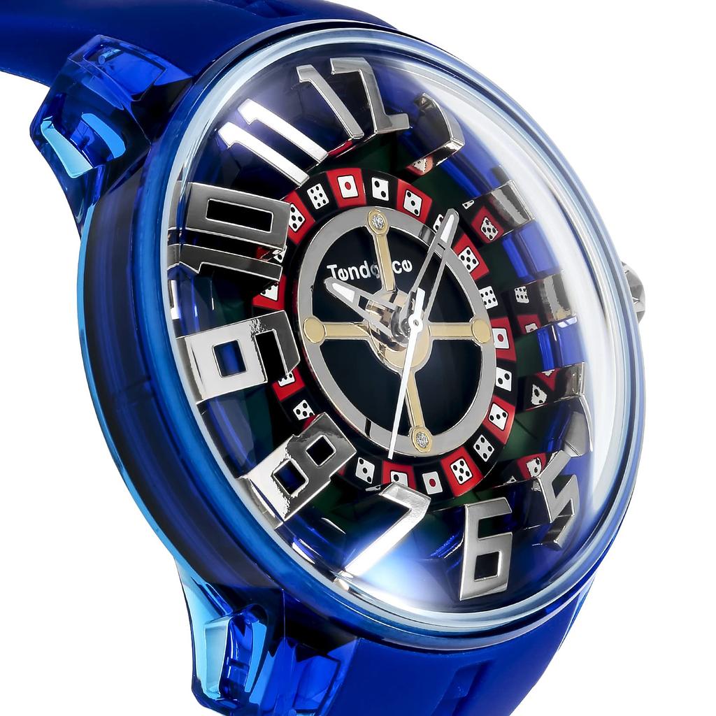 TENDENCE Watch TY023012 KINGDOME Blue Silicone Quartz 50mm Watch Men's