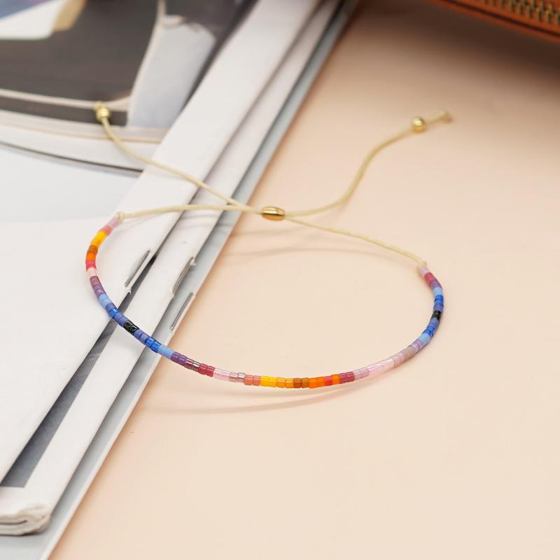 Colorful Boho Handmade Beaded Bracelets Seed Bead Stackable Strand Friendship Bracelet Summer Beach Vacation Jewelry Gift