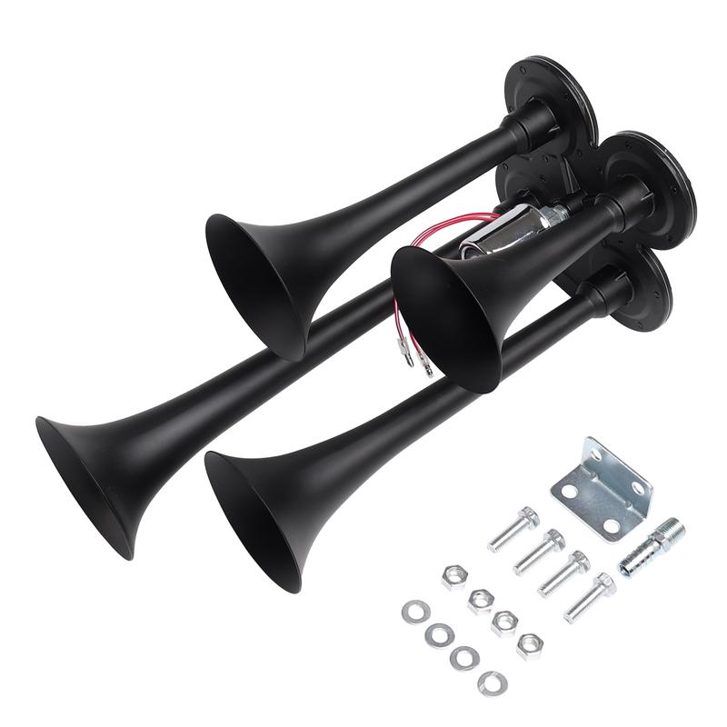 FARBIN 4 Trumpet Air Horn 12V/24V 130DB Four-tube Air Train Horn with Electric Solenoid Powerful Loud Truck For Vehicle Truck