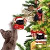 6Pcs Acrylic Black Cat Pendant 2D Christmas Decoration Black Cat Christmas Ornaments  Holiday