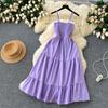 Sling Dress Women's 2024 Summer Dress New Arrival Elastic Tight Waist Slim Looking Sleeveless Tube Top Ruffles Long Dress
