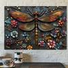 Retro Bronze Dragonfly Wood Frame Canvas Art - Mother's Day Gift