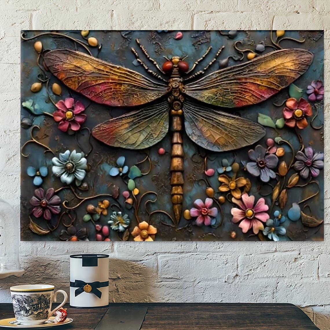 

Retro Bronze Dragonfly Wood Frame Canvas Art - Mother s Day Gift 30*40cm Canvas Version