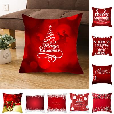 Merry Christmas Cushion Cover Xmas Pillowcase Happy New Year Navidad Santa Claus Red Pillow Cover Ornament Gifts Home Decor