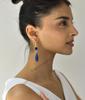 Natural Lapis Lazuli Dangler, 14K Gold Vermeil Handmade Jewelry, Blue Gemstone Bohemian Earrings for Women, Unique Wedding Bridal Gift Ideas