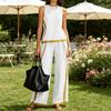 Women Sleeveless Top and Wide Leg Pants Two Piece Set Casual Summer Outfit Lightweight Comfortable Loose Fit Suitable for Daily Wear