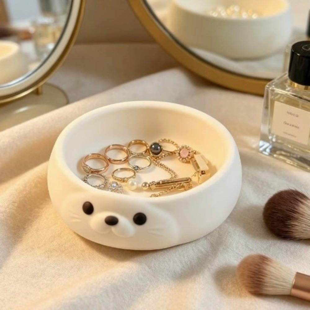 Seal Shaped Jewelry Storage Tray 3D Printing Creative Entrance Key Tray Plastic Earrings Ring Display Dish Living Room