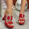 Sexy Car Model Fashion Nightclub Thick Heel Crystal Square Head Non-slip Rhinestone 12CM Tow