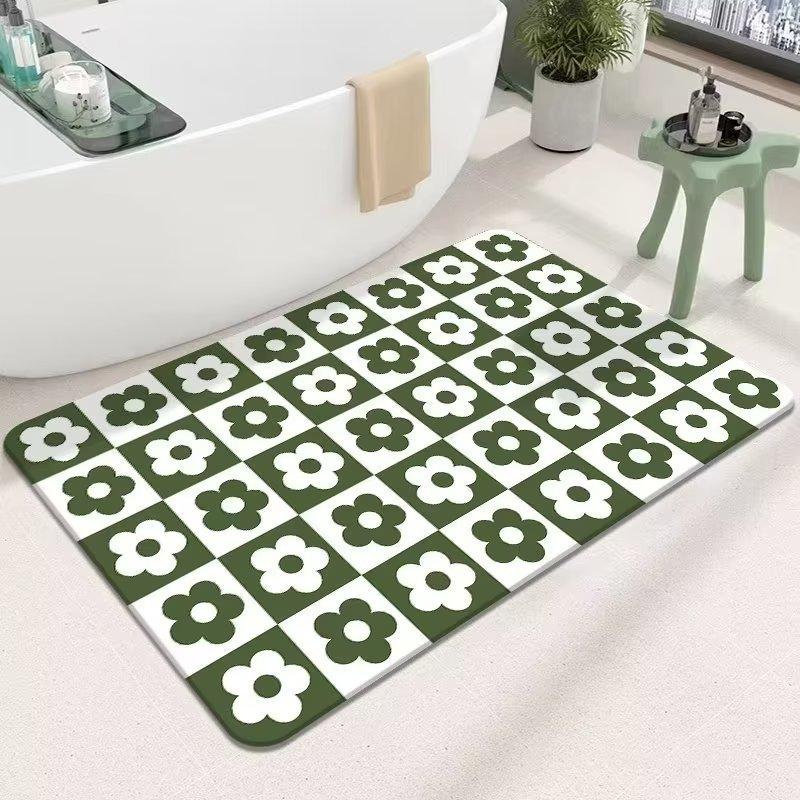 

Узор в клетку суперабсорбирующий коврик для ванной свежий простой коврик для двери диатомовая грязь душевая комната ванная комната коврик быстросохнущий туалет коврик для ног 40x60cm Diatom