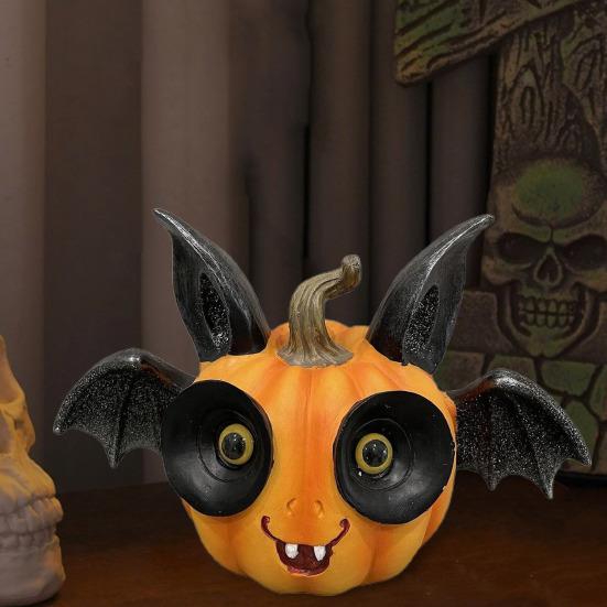 Handgefertigte Halloween-Zwergen-Dekoration – Plüsch-Elfenpuppe Mit Kürbis & Fledermaus, Ca. 17,8 Cm Hoch, 2er Set