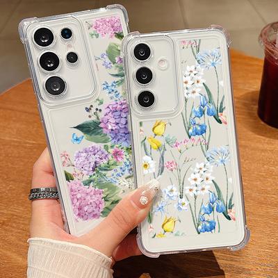 For Samsung S25 S24 FE S23 Ultra S22 A56 A36 A16 A55 A35 A15 Cover Shell Fashion Floral Print Soft Silicone Clear Shockproof Slim Phone Case