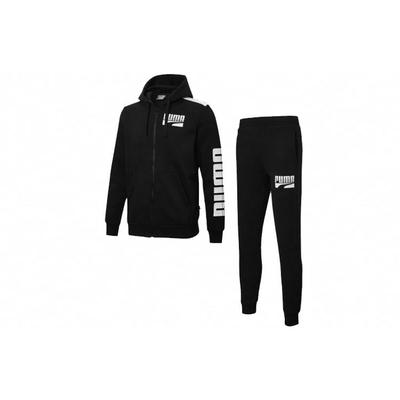 Casual Sports Color Block Fleece Print Set Men Sets Black 580491-01