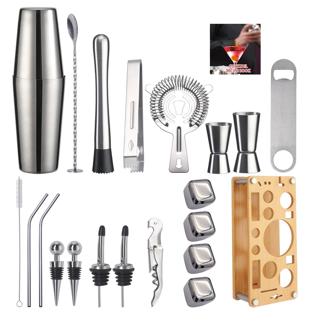 Bambusrahmen Shaker Set Cocktailshaker Barwerkzeug Shaker Strohhalm Schneebecher entfernen