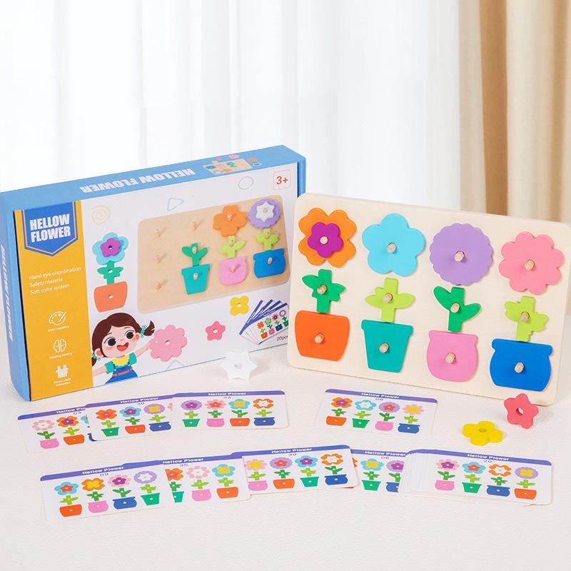 Cross-Border Educational Wooden Toys: Children s Flower and Shape Matching Jigsaw for Color Recognition