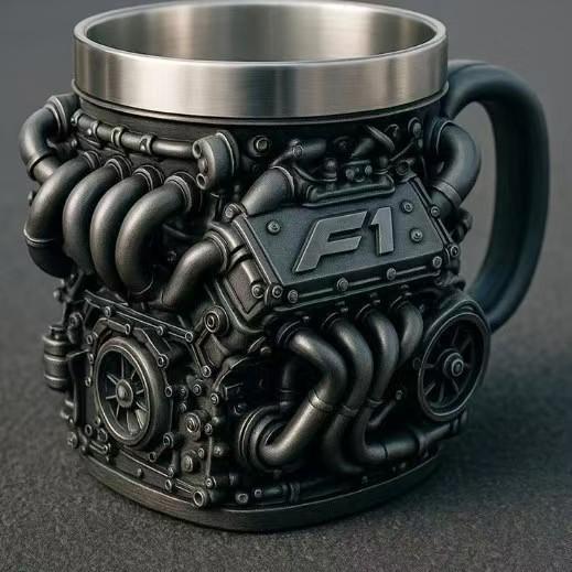 Taza 3D de Acero Inoxidable con Motor V8Taza de Resina con Motor V8
